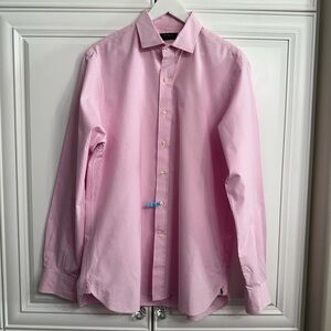 Polo Ralph Lauren Men's Pink and White Check Cotton Dress Shirt Size 16 1/2, 42